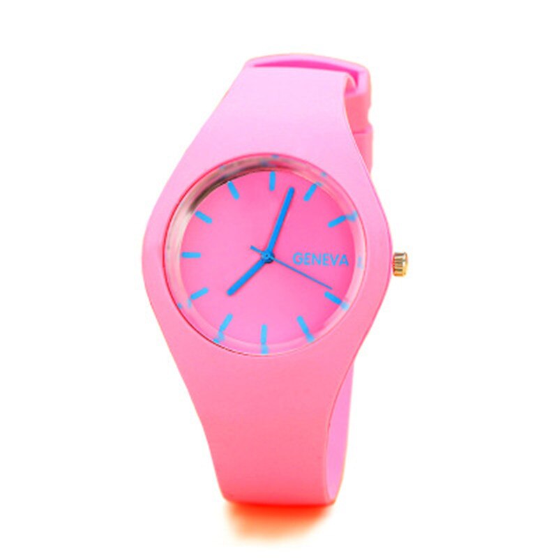 Relógio de pulso de quartzo de silicone do falso das senhoras da marca famosa da cor dos doces relógio de pulso feminino do vintage relógio de pulso relojes mu: pink