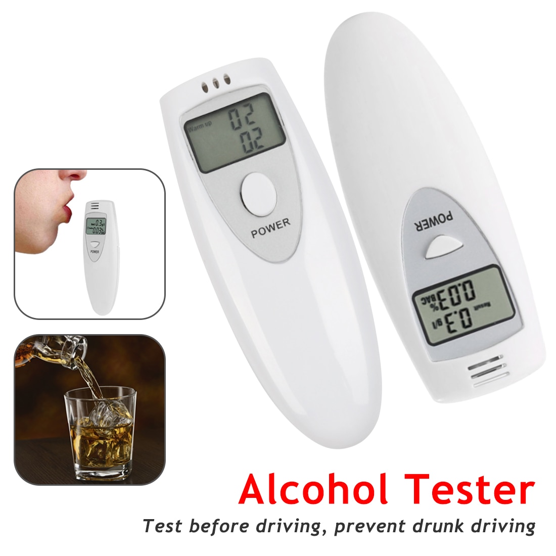 Vis digital lcd alarm pust alkohol tester prefessi – Grandado