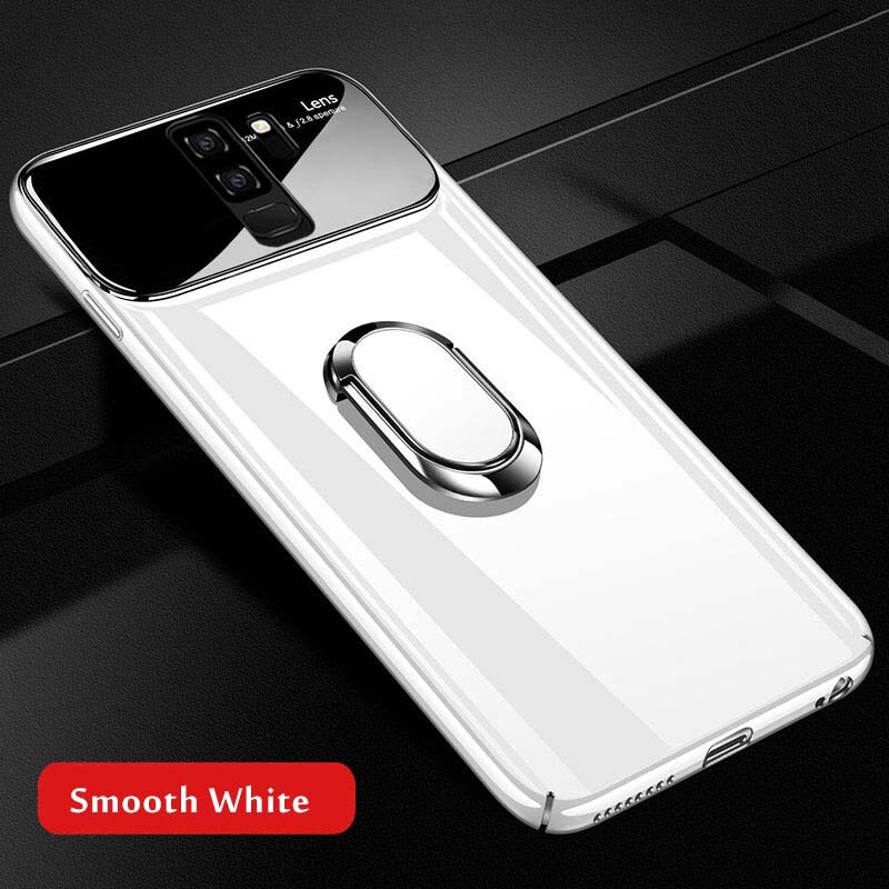 Holder Case For Samsung Galaxy S8 S9 Plus Note 8 9 Magnetic Ring Mirror Hard PC Back Cover For Samsung S8 S9 Note 8 9 Case Funda: For Galaxy S9 Plus / Smooth White