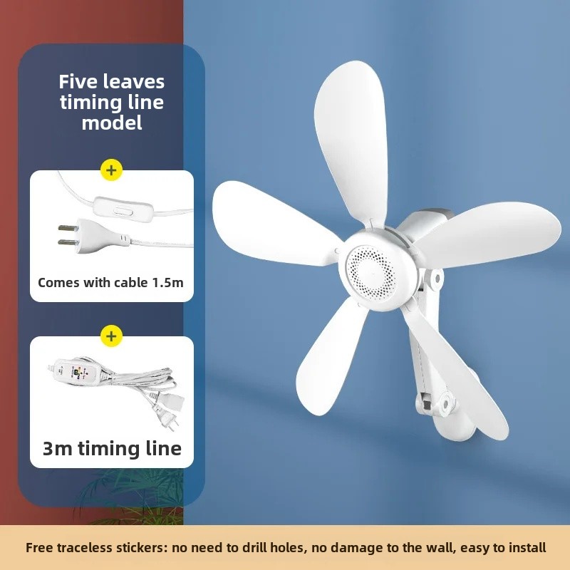 Liten veggmontert elektrisk vifte for hjem og studenthjem, ingen boring nødvendig, ideell for veggdekorasjon på baderom og kjøkken