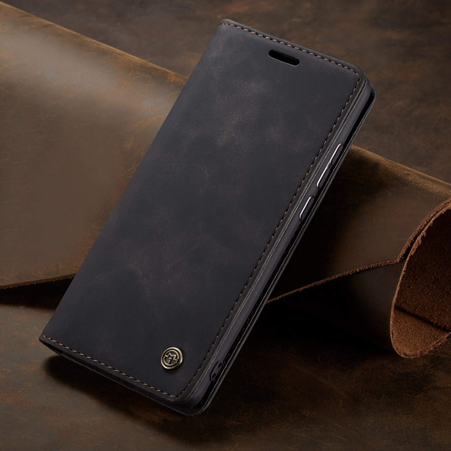 Per Samsung Galaxy S7 Bordo Magnetico Della Copertura di Caso di Vibrazione Su Samsung Galaxy S7 Casse Del Telefono S 7 In Pelle Vintage Portafoglio slot per Scheda di copertura: For Samsung S7 / Black