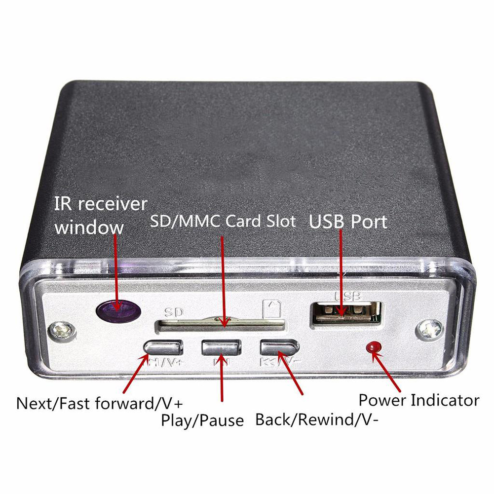 Mini Auto Moto Stereo Digitale Speler 12V USB SD LED Digitale Speler MP3 met IR Afstandsbediening