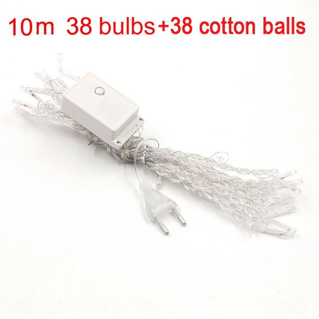 10M 80 Katoen Ballen Batterij Power Led Kerstvakantie Lights Garland Led String Fairy Lights Guirlande Lumineuse Luces Lampjes: No2 10m 38 balls