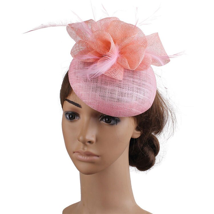 FS Ladies Hats Fascinator Feather Wedding Hat British Retro Top Hat Bridal Church Fedora Pillbox Hat Chapeau Femme: Pink