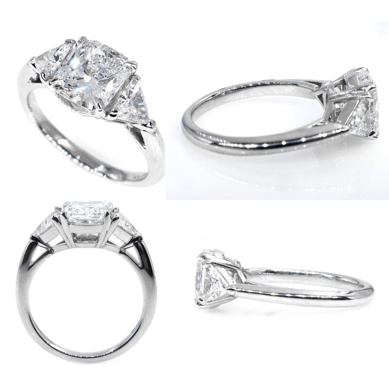 Huitan Dazzling Plein Met Twee Driehoek Zirkoon Vorm Ringen Fijn Voorstel Ring Voor Vrouwen Engagement Ring Trendy Sieraden