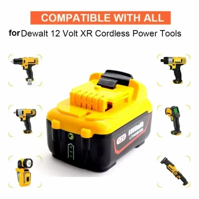 Aleaivy för dewalt 6.0ah ersättnings-dcb 120 litiumjonbatterier 12v 3ah dcb 123 dcb 125 dcb 124 dcb 122 dcd 710 elverktygsbatteri