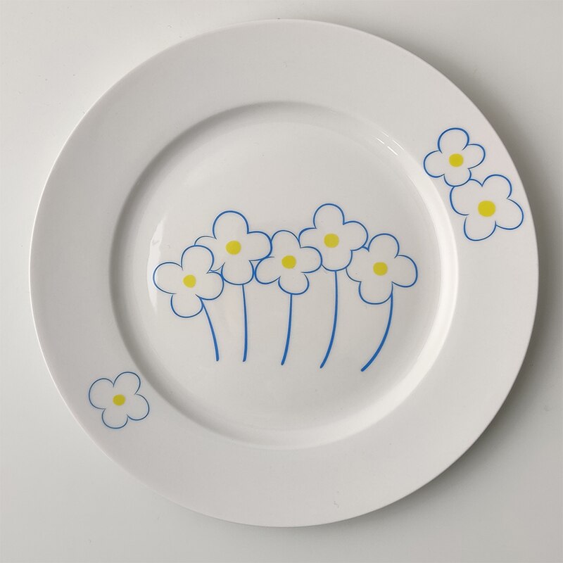 8 Inch Tableware Cute Flower Pattern Plates Ceramic Dinner Set Nordic Porcelain Dessert Plate Steak Salad Snack Cake Plates: Flower eight