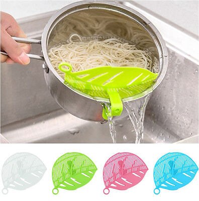 Passoire de lavage en plastique, forme de feuille, Durable, pratique, cuisine, riz, haricots, pois, outil de nettoyage, Gadget, Clips, filtre, 1 pièce