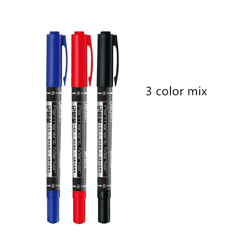 3 sztuk atrament na bazie oleju permanentny kolorowy znacznik pogrubiony cienki rysunek malarstwo czarny niebieski czerwony na CD tkaniny drewna biuro szkoła A6537: czerwony niebieski czarny