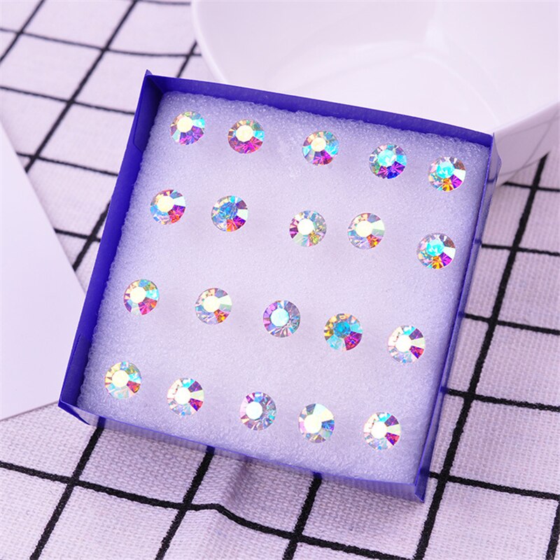 2/3/4/5/6mm orecchini di cristallo multicolore Set per le donne gioielli da festa strass piccoli orecchini di plastica kit Piercing brincos: 6mm