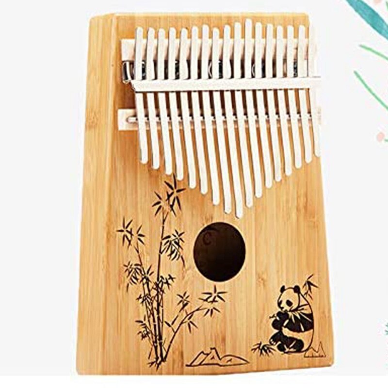 Mbira Kalimba 17-Key Bamboo Thumb Piano, Marimbas Finger Instrument and Complete Accessories Learning Book Tuning Hammer
