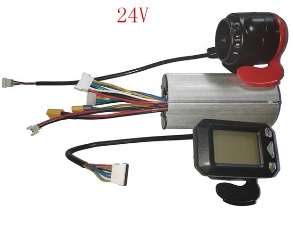 1 zestaw kontroler hamulca wyświetlacz LCD 24V 250W kontroler skutera elektrycznego bezszczotkowy silnik elektryczny akcesoria rowerowe: Niebieski