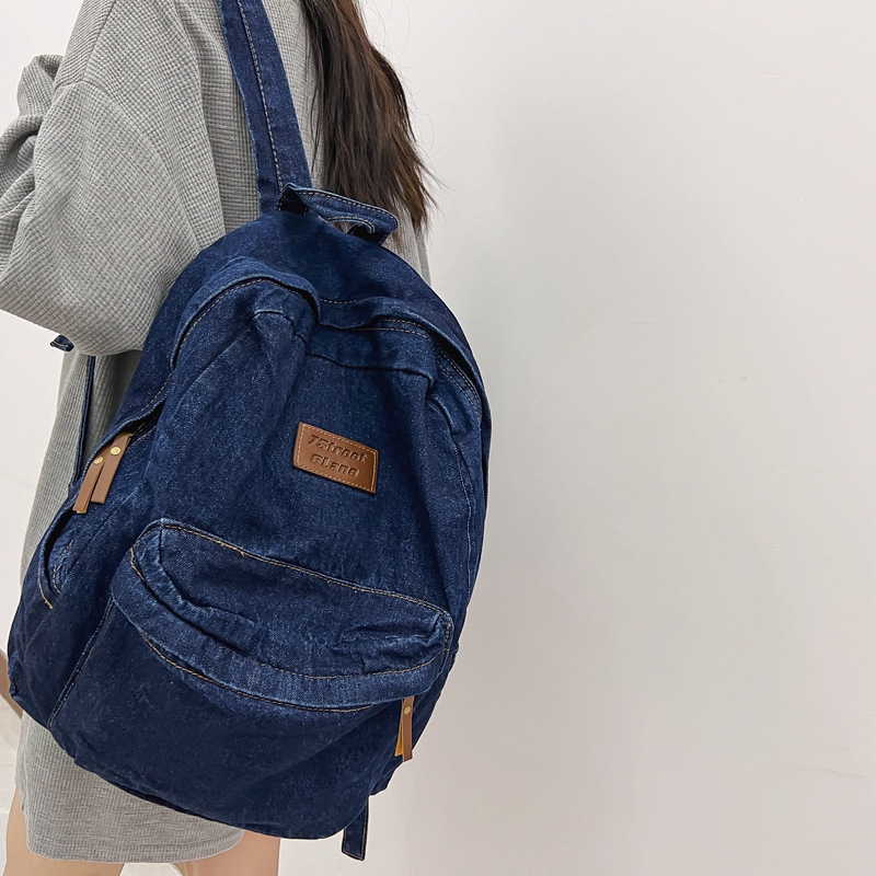 Damesrugzak Cowboy stoffen tas Rugzak Koreaanse schoudertas Meisje Collegetas Rugzak denim rugzak met grote capaciteit Rugzak: Beige