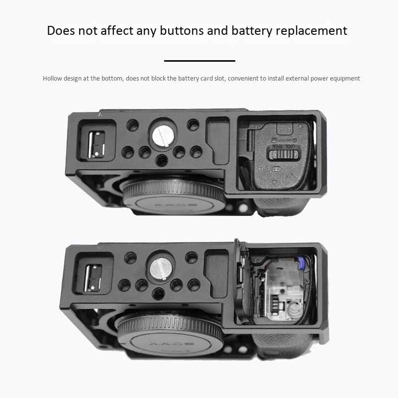 Camerakooi voor sony  a6000 / a6300 cold shoe 1/4 inch bevestigingspunten en ingebouwde cold shoe