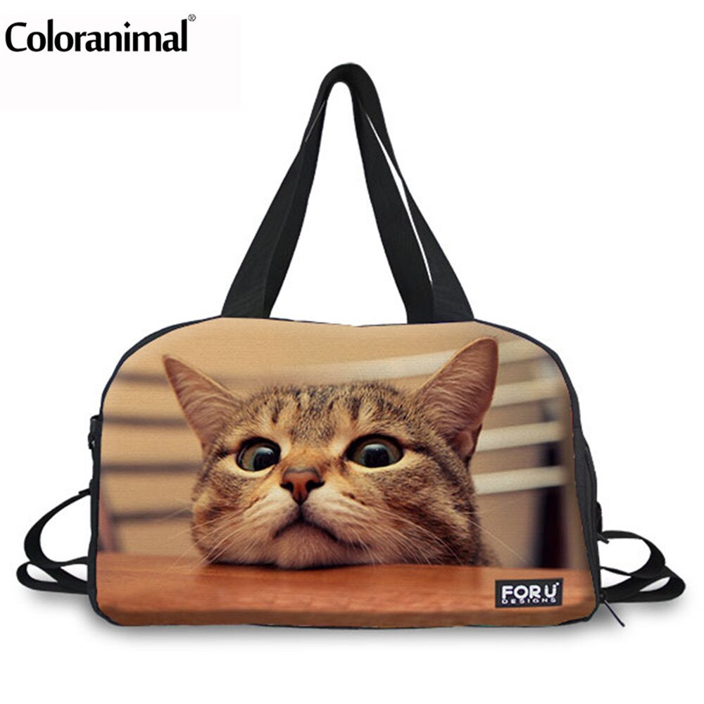 Coloranimal Semplice Travle Borsa sacchetto di Mano Delle Donne Simpatico Gatto e Cane di Stampa per Le Donne Big Duffle Bag Multifunzione Borsa Week-End: B0014T