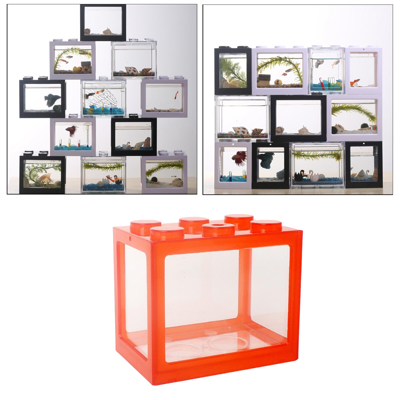 Mini Aquarium Clear Fish Tank Box for Betta Goldfish Insect Office Desktop Decor