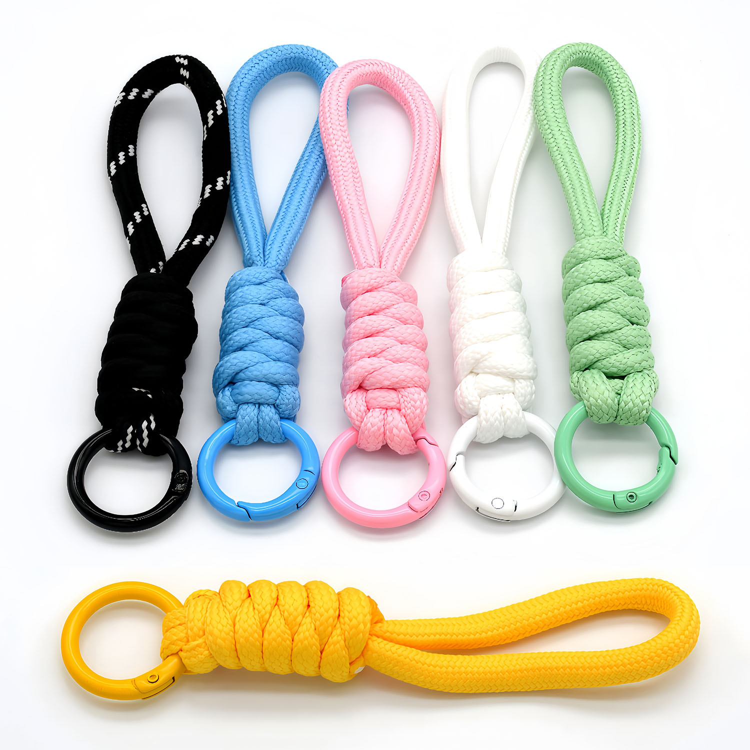 LLavero de cordón trenzado para funda de teléfono para mujer, correa de cuerda con nudo antipérdida, llaveros de coche, accesorios DIY, llavero de