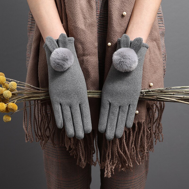 Paire de gants en daim épais pour femme, Double couche, fourrure, , mignon, oreilles de lapin, à la , pour l&#39;extérieur, hiver