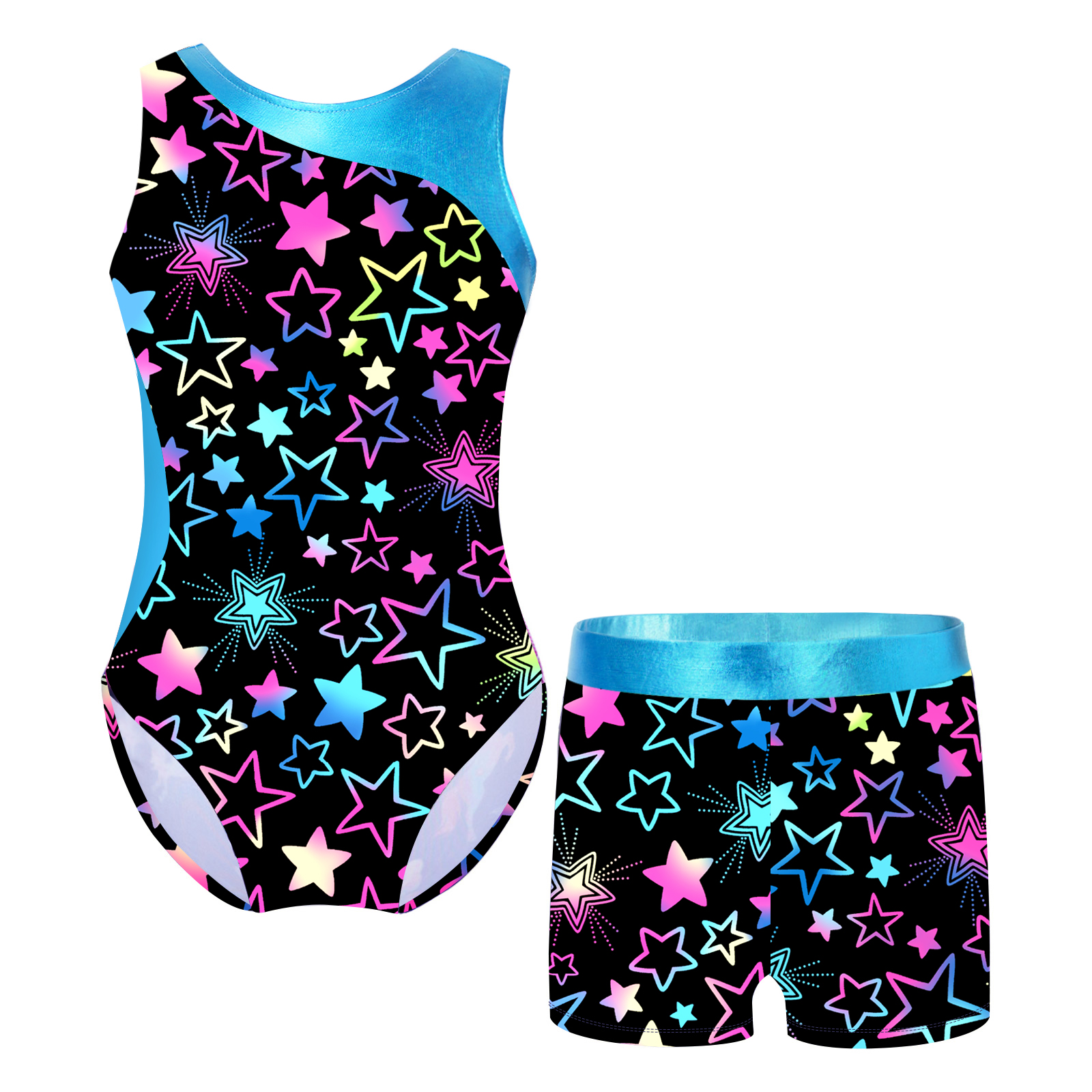 Kind Meisjes Gedrukt Dans Gymnastiek Outfit Mouwloos Bodysuit Met Shorts Ballet Turnpakje Training Dancewear: XXS / Bruin