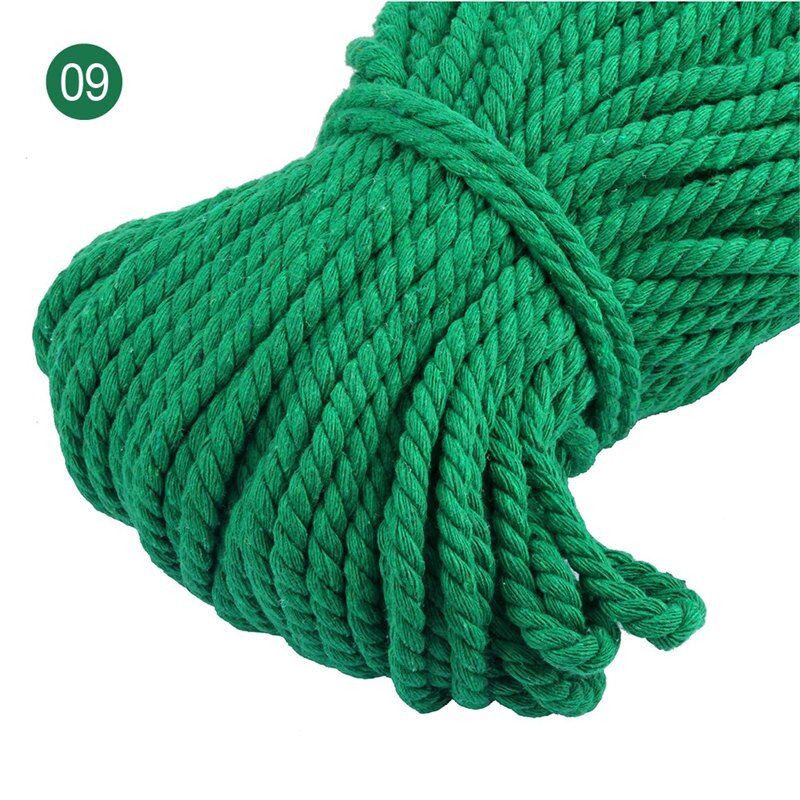 100% Katoen 3 Aandelen Twisted Katoenen Koorden 5Mm Diy Craft Decoratie Touw Katoenen Koord Voor Tas Trekkoord Riem 15 kleuren: color 09