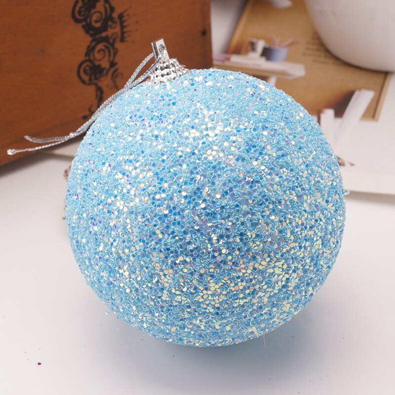 8cm Foam Balls Christmas Ornaments Ball Glitter Hang Balls Xmas Decorations Hanging Tree Pendants Year Party Ornament Decor: C