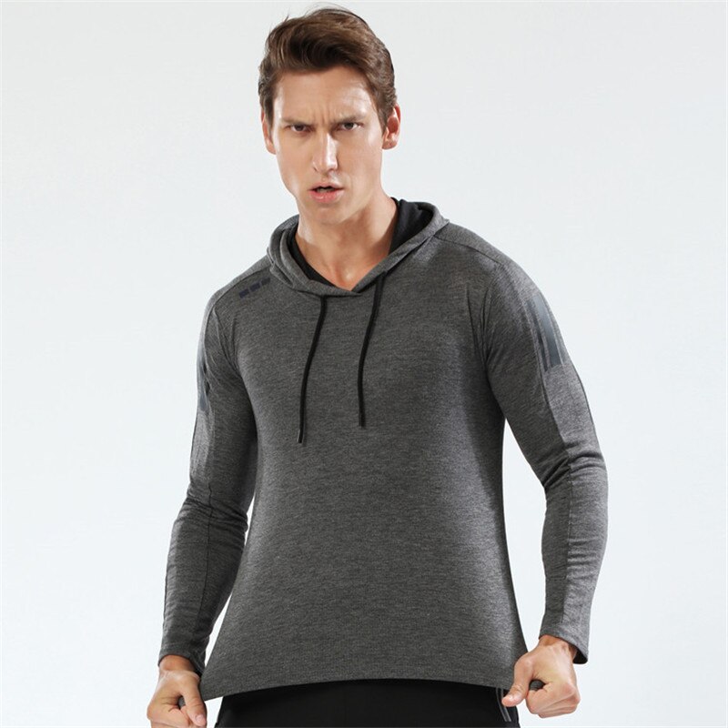 Sportshirt heren rashgard hardloopshirt hoodie met capuchon lange mouwen shirts gym t-shirt fitnesskleding trainingstop sportkleding