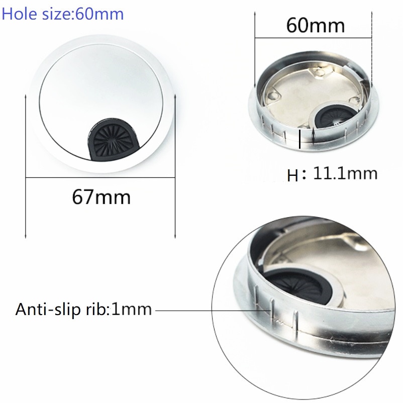 5PCS/LOT Computer Grommet Table Cable Outlet Furniture Hardware Zinc Alloy Desk Wire Hole Cover