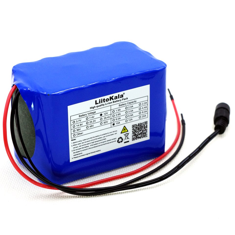 Liitokala protección gran capacidad 12 V 10ah 18650 batería recargable de litio 12v 10000 mAh + 12,6 v 3 a batería cargador