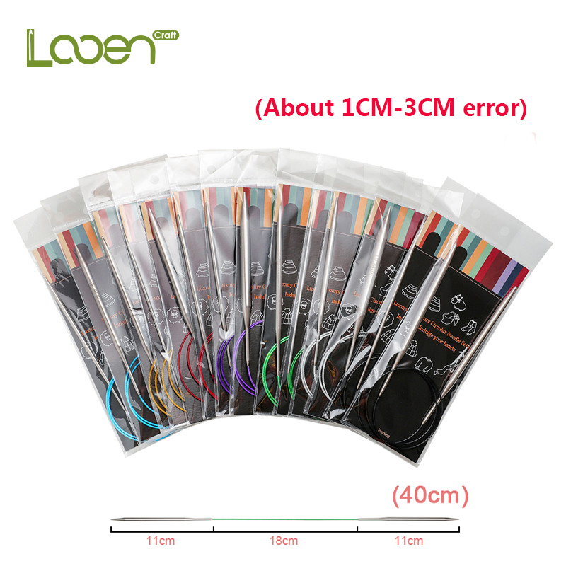 40/100cm agujas de tejer circulares de 2,25 CM-10CM de acero inoxidable aguja de tejer tubo Crochet utensilios para costura con aguja