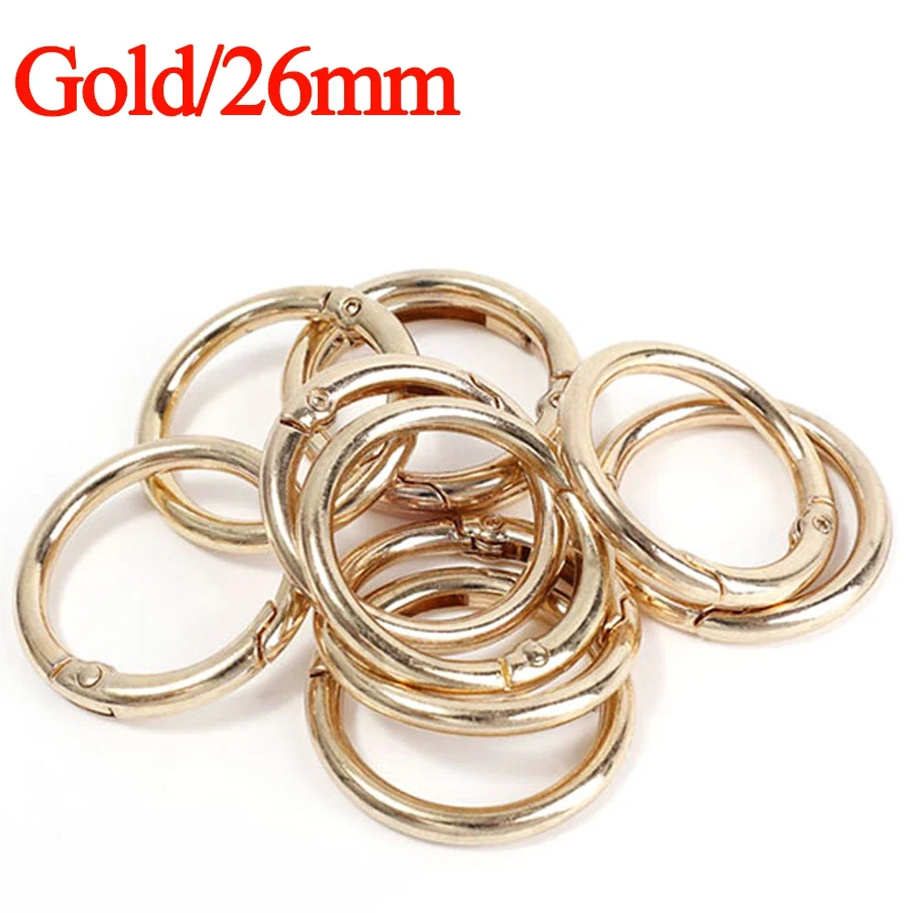 10/50pcs Metal O Ring Spring Clasps for DIY Jewelry Openable Round Carabiner Keychain Bag Clips Hook Dog Chain Buckles Connector: M / Silver