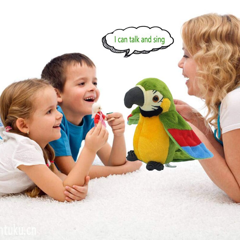 Mignon parlant perroquet jouet électrique parlant perroquet en peluche en peluche oiseau répéter ce que vous dites enfants enfants bébé d'anniversaire
