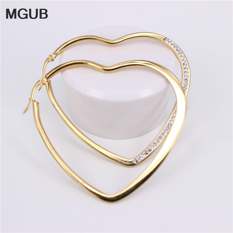 Boucles d'oreilles en forme de cœur, bijoux en acier inoxydable, couleur or, cristal de , accessoires pour femmes, , JX25