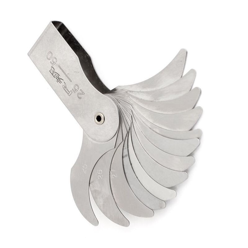 R25-50mm External Internal Measure Metal Radius Gauge Silver