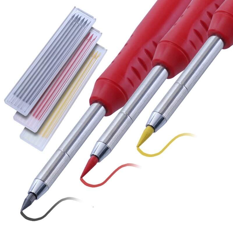 Carpenter Pencils Set 18PC Refills Solid Pen Leads Hole Mechanical Architect Carpentry Marker Marking Woodworking