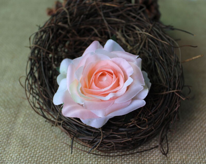 50Pcs silk Artificial rose flower heads wedding party box accessory Xmas decor wreath silk rose flores artificiales: A