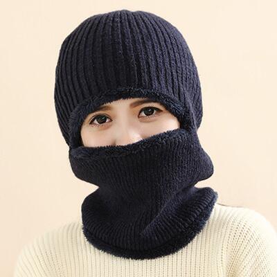 Bingyuanhaoxuan multifunktionel strik hue balaclava maske vinter uld hatte voksne mænd og kvinder huer tyk maske: Flåde