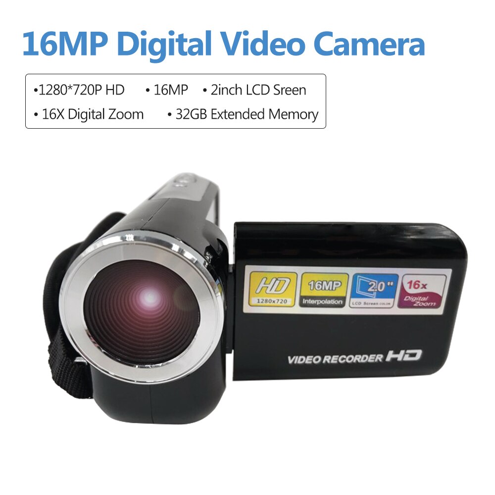 Mini Digital Video Camera DV Video Camcorder 1080P 1280x720 2inch TFT Screen 16x Digital Zoom 32GB Extended Memory