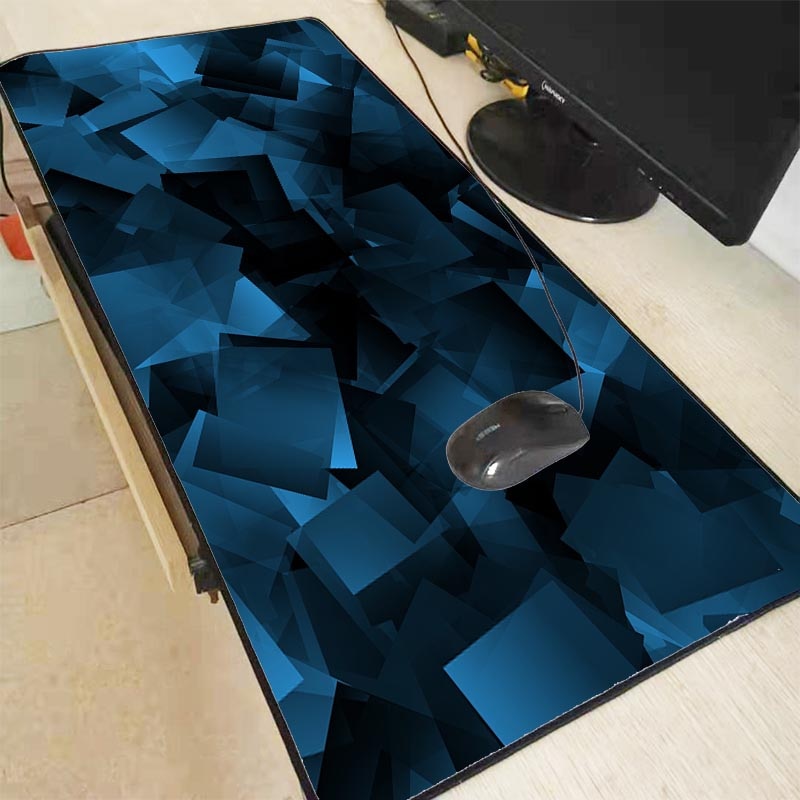 Alfombrilla para jugador de ordenador de juegos abstractos con formas azules de XGZ, alfombrilla para ratón de goma con borde de bloqueo, alfombrilla grande de Anime para ordenador portátil