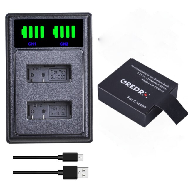 1350mAh SJ4000 Battery for SJCAM SJ4000WIFI SJ5000 SJ5000PLUS SJ6000WIFI sj7000 sj8000 sj9000 M10 Eken H9 GIT-LB101: 1Battery 1 Charger