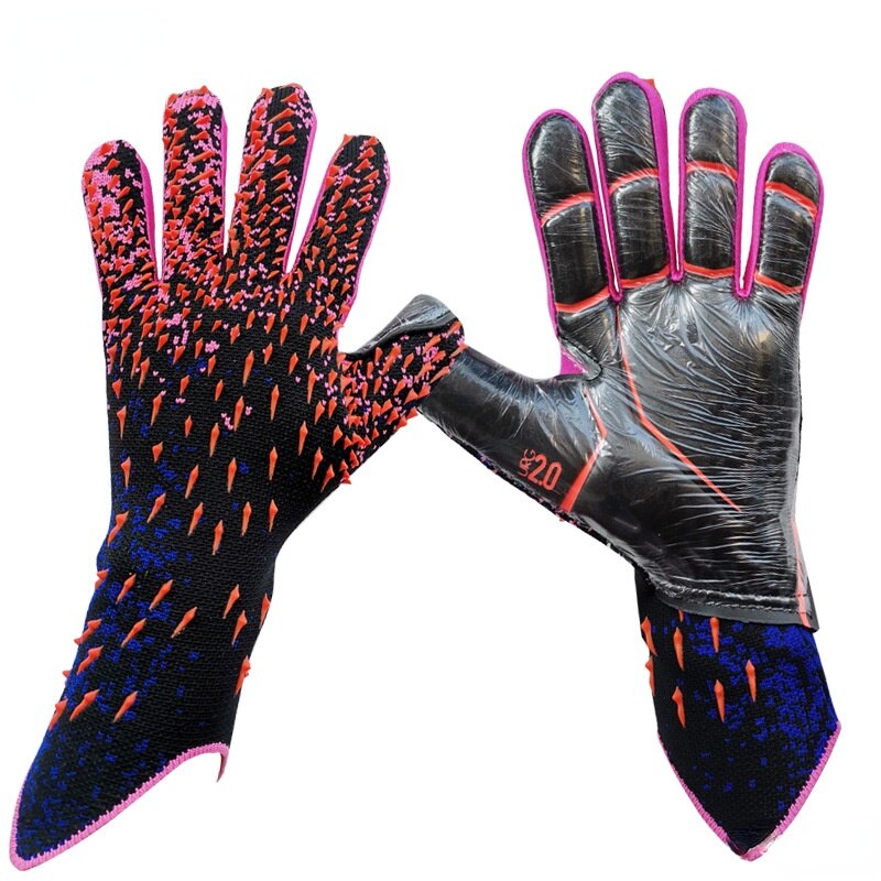 Latex Football Gloves Soccer Ball Without Finger Protection Gloves Goalkeeper Gloves: Style A Rose Red / 10