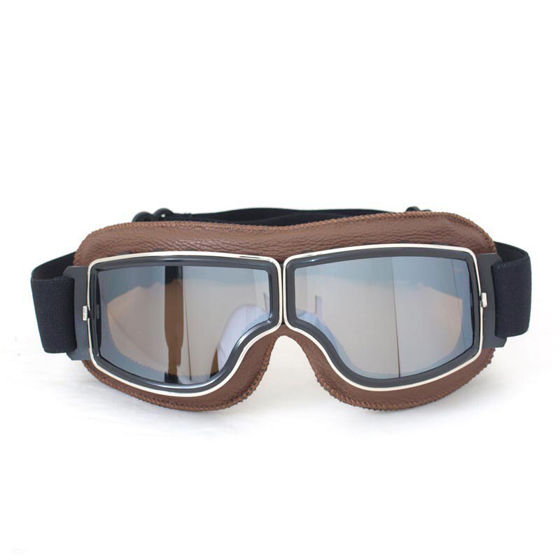 Retro Motorcycle Goggles Glasses Aviator Cruiser Vintage Leather Glasses Cafe Racer Half Helmet Goggles: 12