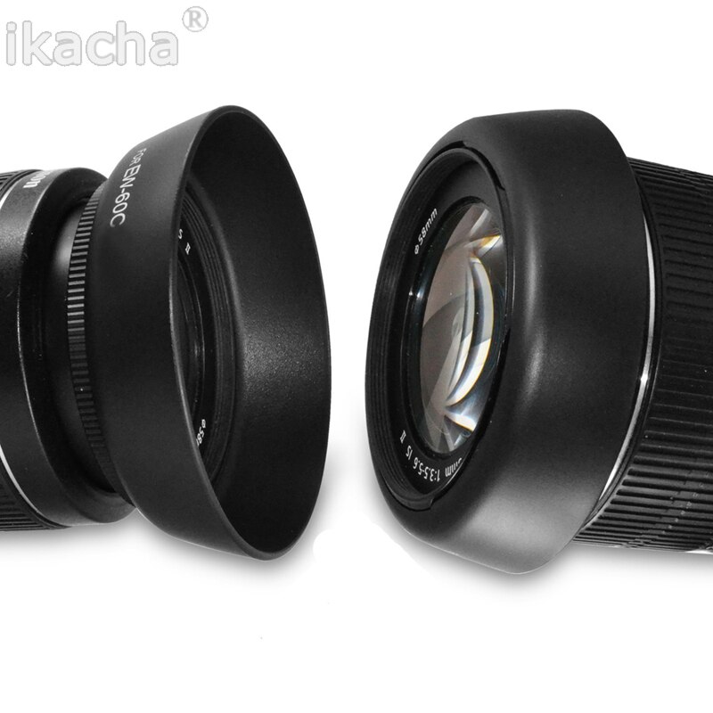 EW-60C 58mm ew60c Zonnekap voor Canon EOS 550D 600D 650D EF-S EF 18-55mm &amp; voor 55-250mm