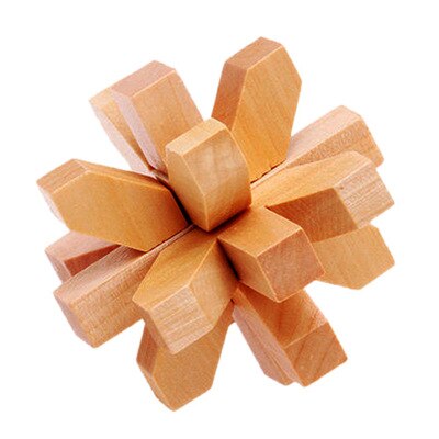 Wooden Toy Unlock Puzzle Key Classical Funny Kong Ming Lock Toys Intellectual Educational For Children Adults Stress Relief Toys: Yellow