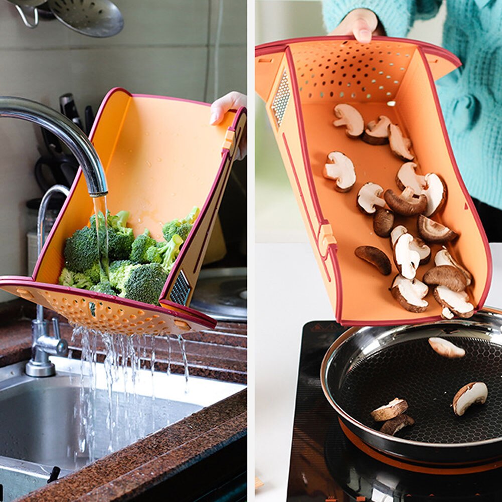 Foldable Cutting Board Multifunctional 6 in 1 Durable Kitchen Strainer/Board Collapsible Easy to Clean Chopping Board MAZI888