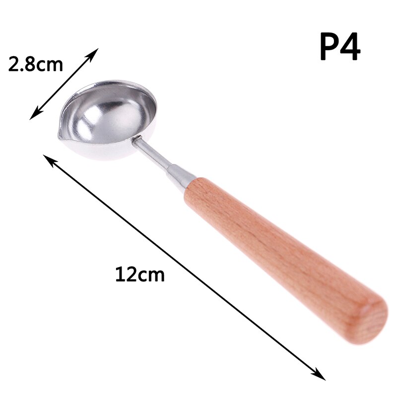 1PCS Wooden Handle Spoon Special Wax Sealing Melting Spoon For Scrapbooking Wax Spoon Retro Wax Seal Stamp Accessories: P4