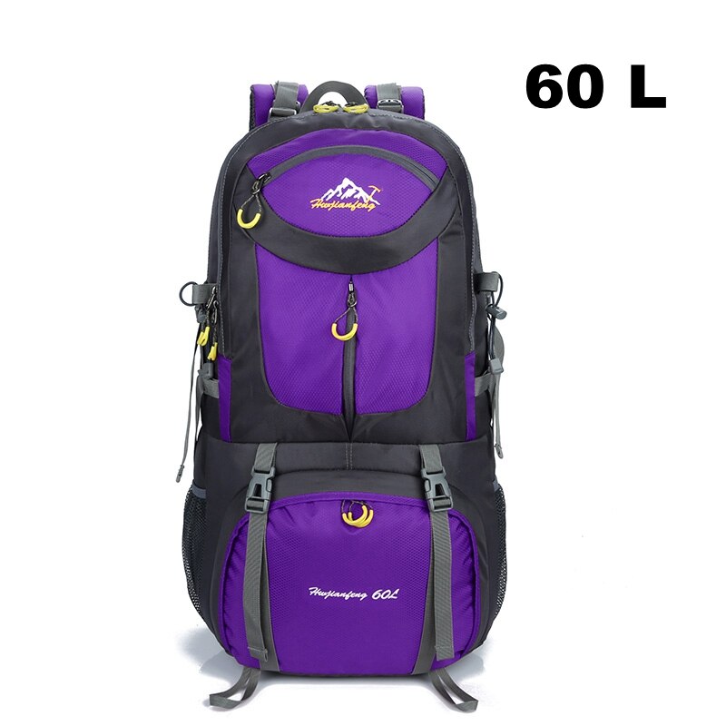 40l \ 50l \ 60 l utendørs turbag stor kapasitet klatreposer jakt bag reise camping tur ryggsekk sports ryggsekk: Lilla 60l