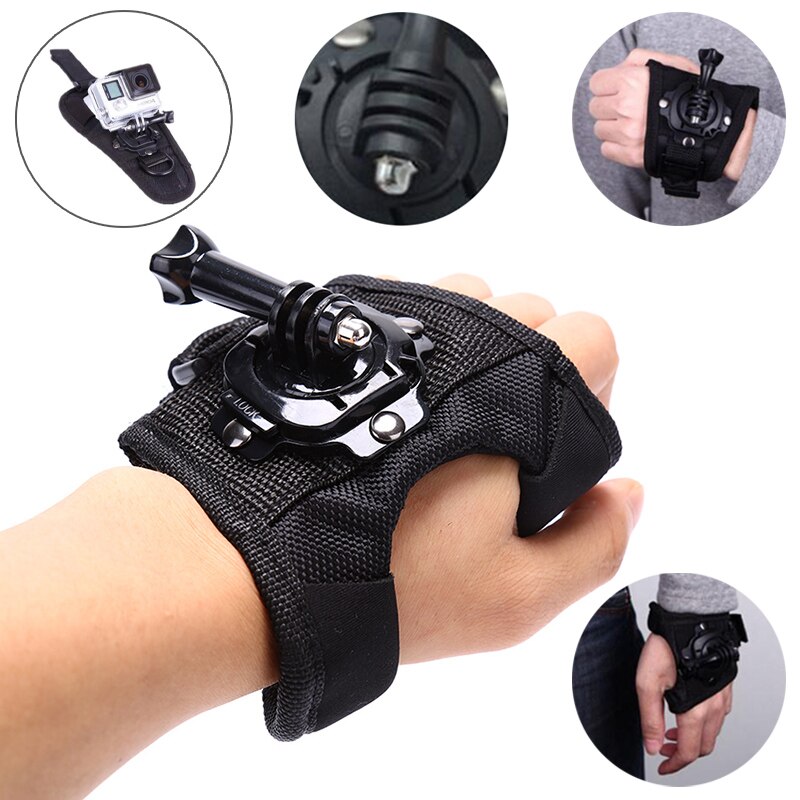 360 graden polsband armriem riem statiefbevestiging voor gopro hero 8/7/6/5/4/3+/2 camera vuistadapter band voor gopro accessoires