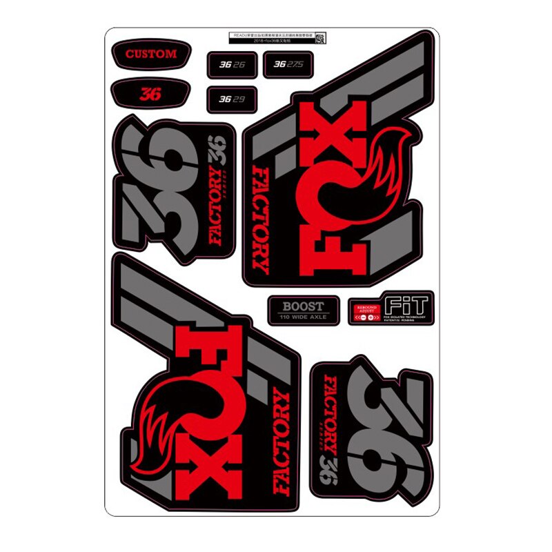 Fox float factory-36 pegatinas de horquilla para bicicleta de montaña, calcomanías para horquilla delantera,: red gray