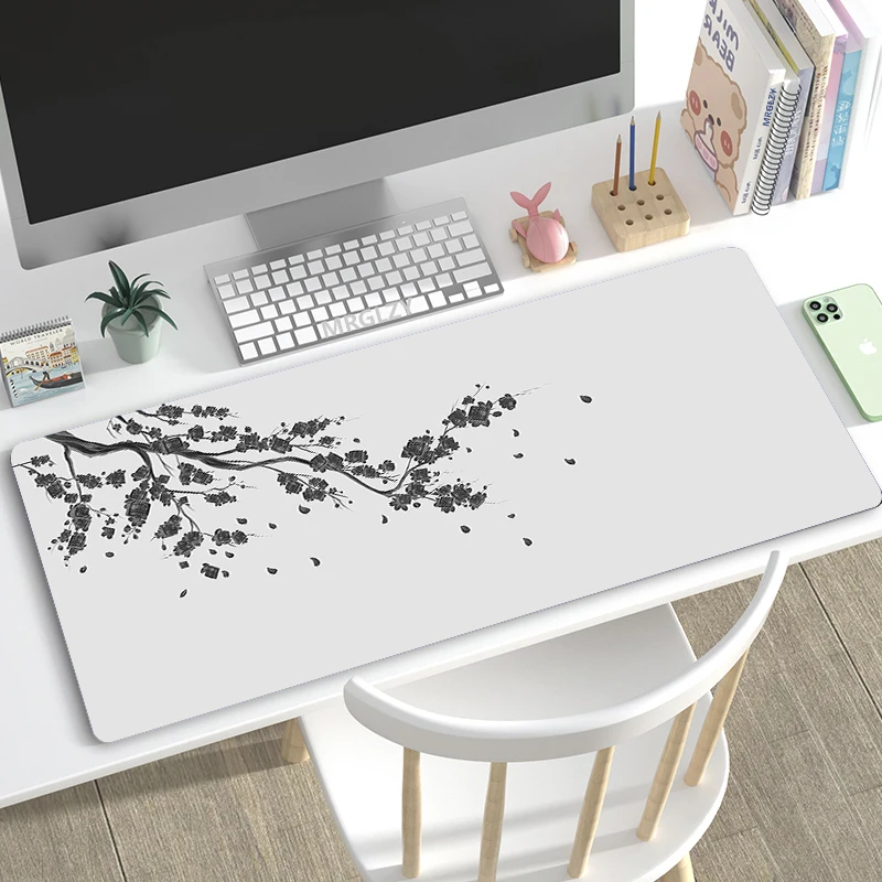 Tapis de souris de jeu de style japonais rose Sakura tapis de souris noir blanc XXL grand tapis de bureau Torii Art tapis de souris tapis pour ordinateur portable Gamer