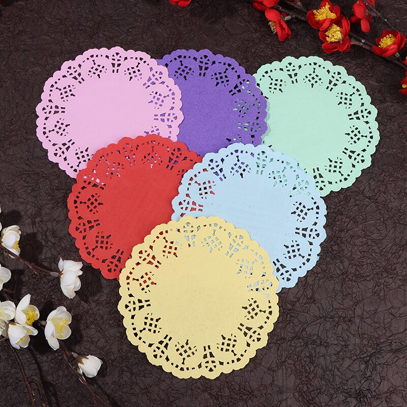 100 Uds 5,5 "de blondas de papel de encaje/manteles para boda Deco manualidades de papel suministros